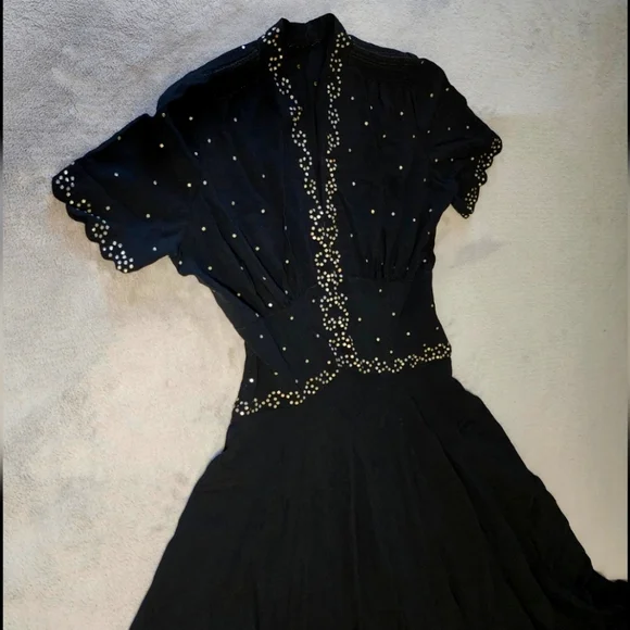 1930s -40s Vintage Rayon Crepe Gown - Picture 1 of 14